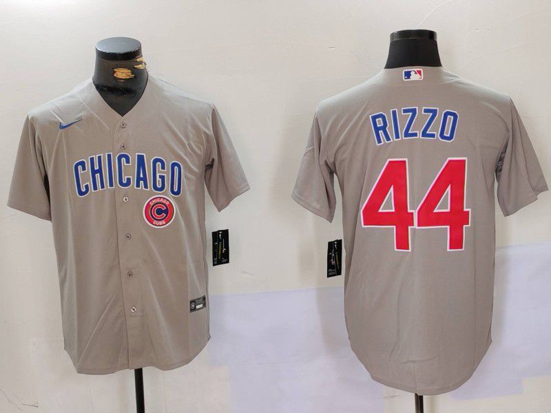 Men Chicago Cubs #44 Rizzo Grey Game 2024 Nike MLB Jersey style 3